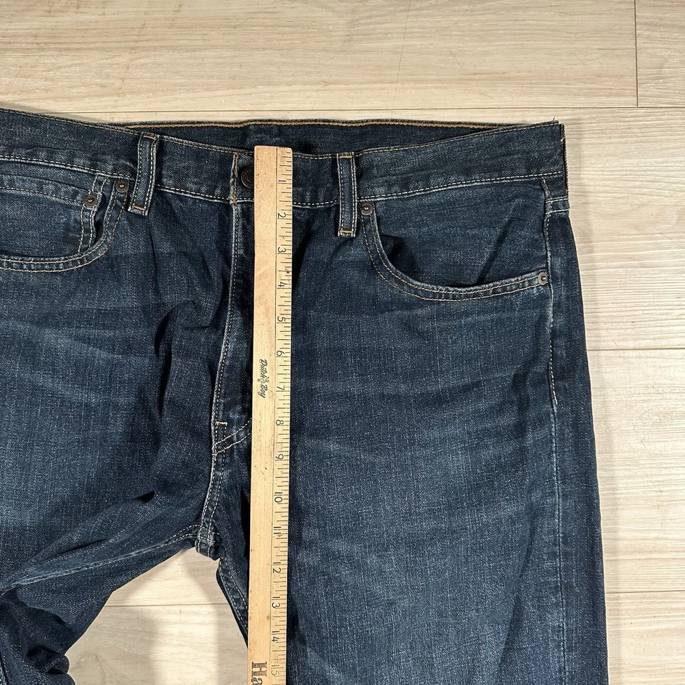 Levi's 527 Jeans Mens 36x32 Blue Denim Low Boot Cut Slim Dark Faded Wash Cowboy - Picture 6 of 9